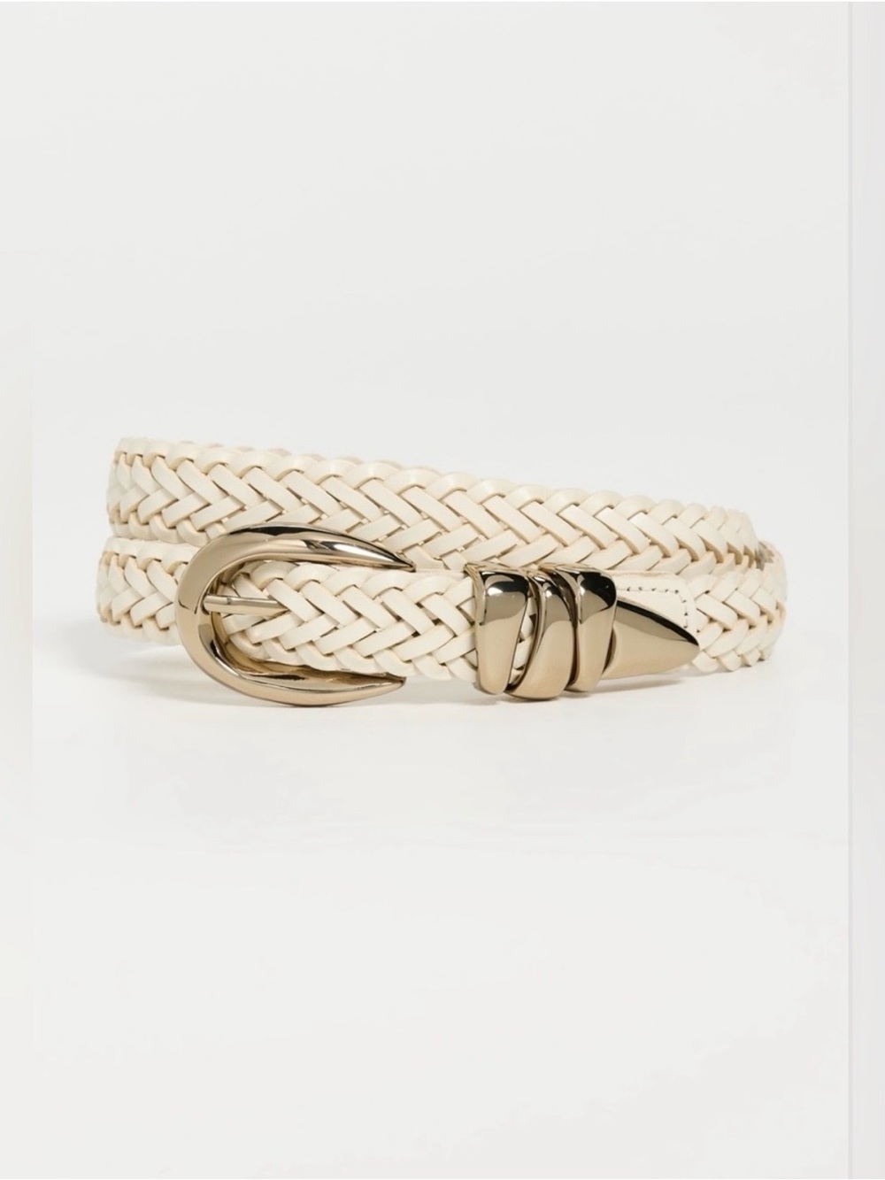 Madewell NWT Italian leather belt in vintage ivory gold buckle size XXS/ S (0-6)